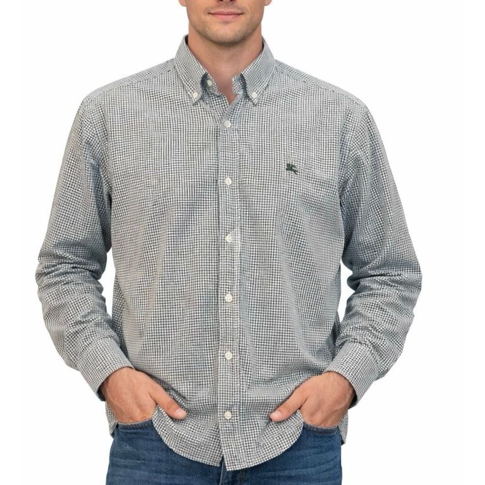 Burberry Brit green checkered button down shirt size large
